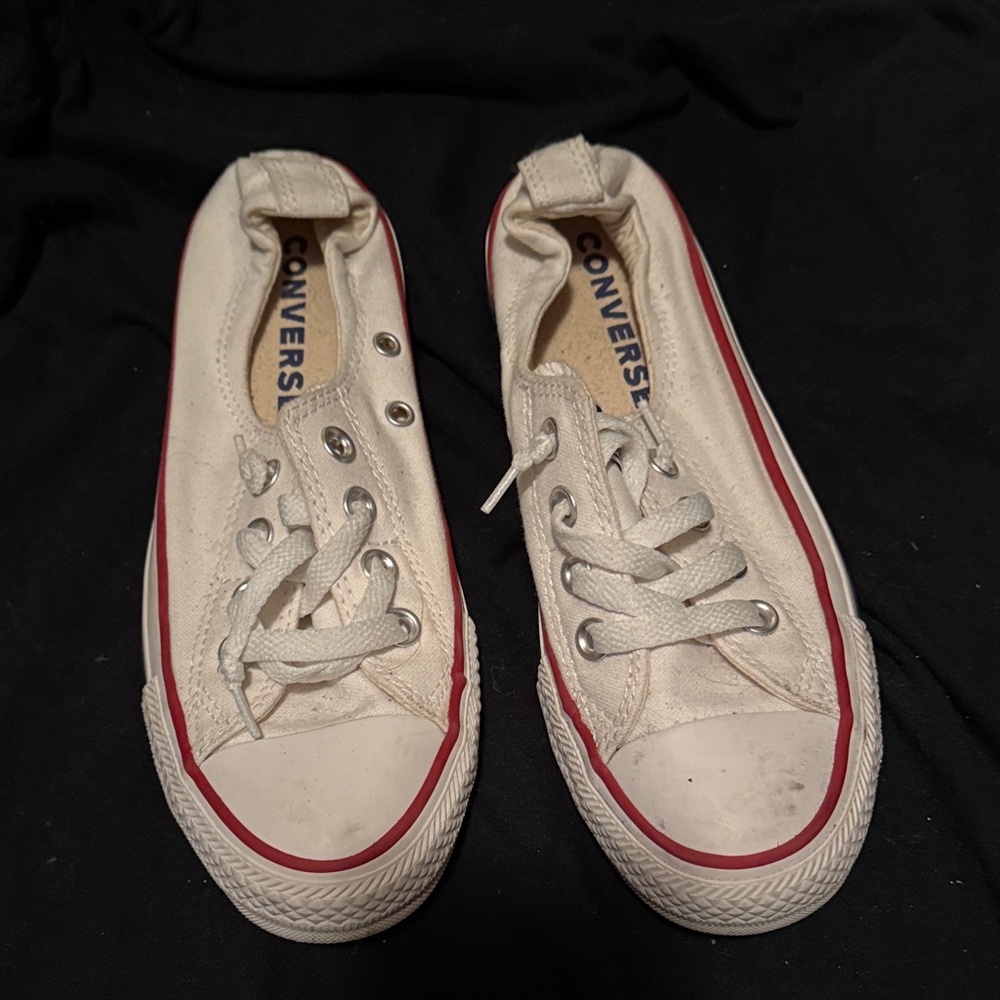 Converse Kids Cream Sneakers with Red Accent
